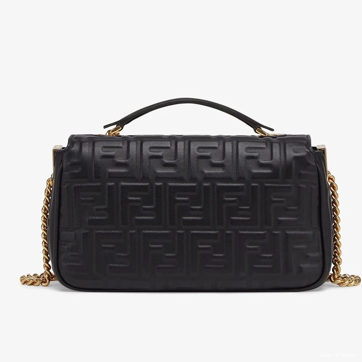 Cheap HOT Baguette Leather Black Chain Nappa Bag FF Midi Fendi In Motif 0713